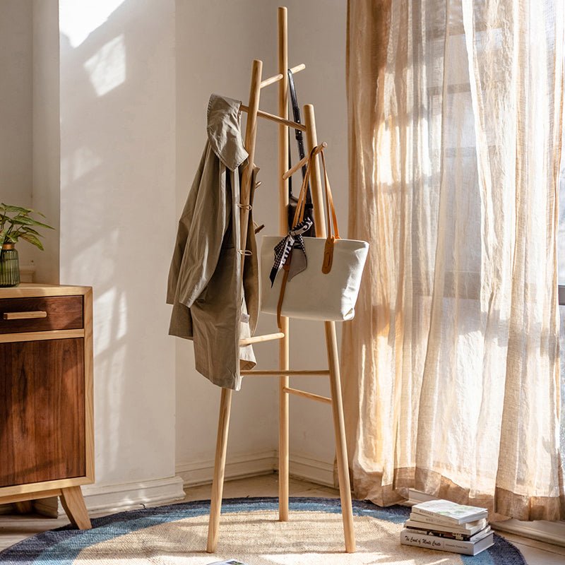 Solid Ash Wood Coat Rack 72.8" Tall