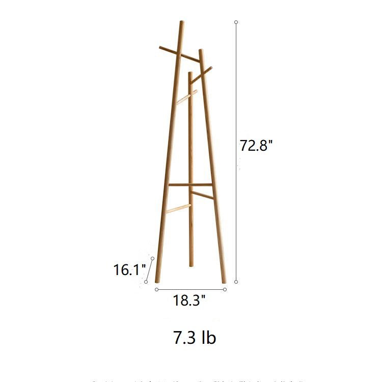 Solid Ash Wood Coat Rack 72.8" Tall