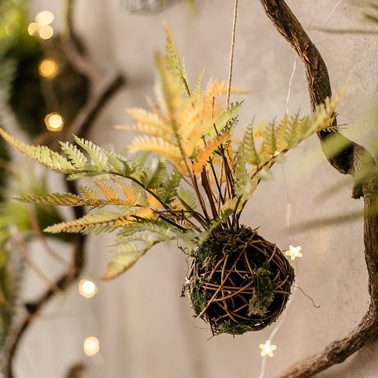 Artificial Fall-Color Fern Ball