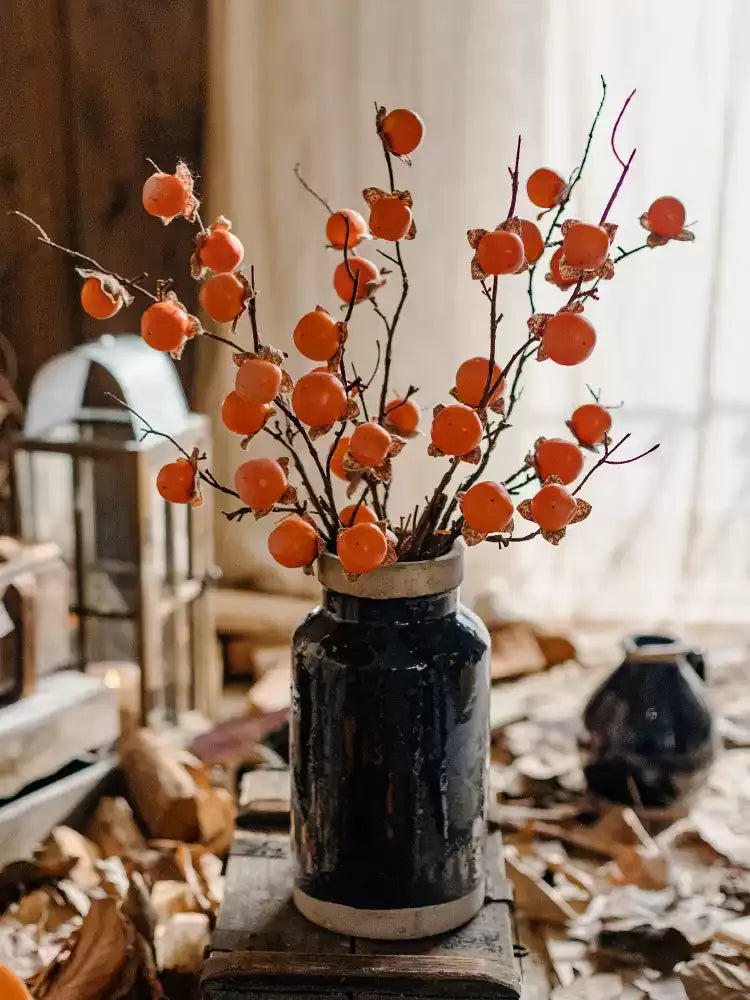 Artificial Autumn Persimmon Branch – 34.6"