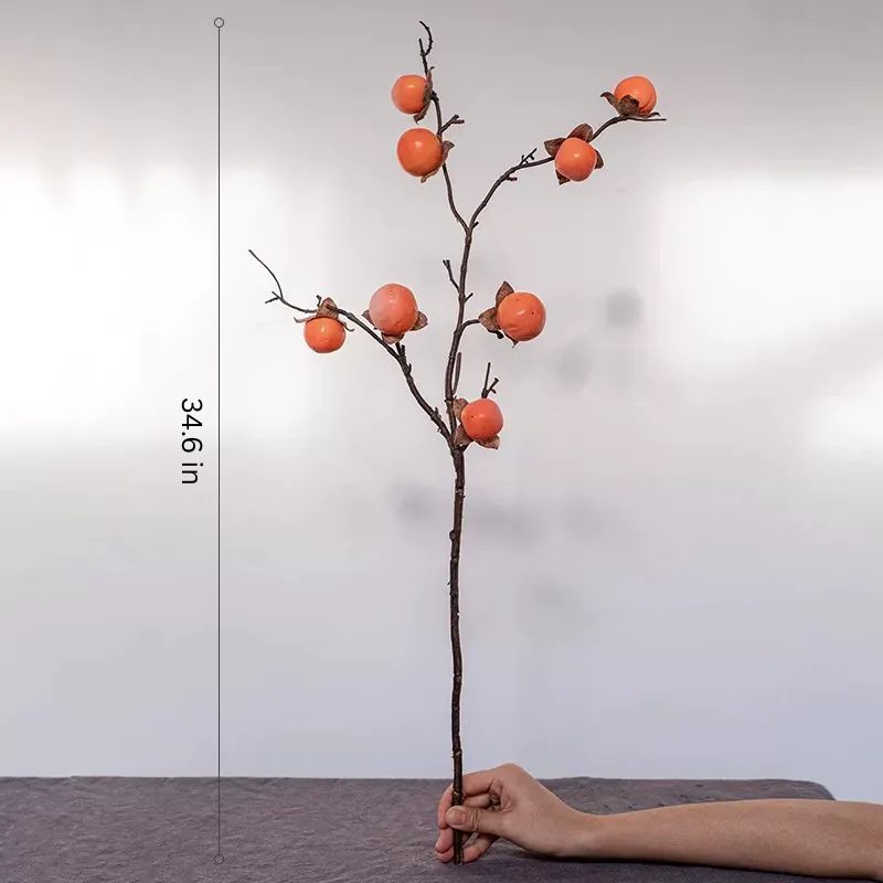 Artificial Autumn Persimmon Branch – 34.6"
