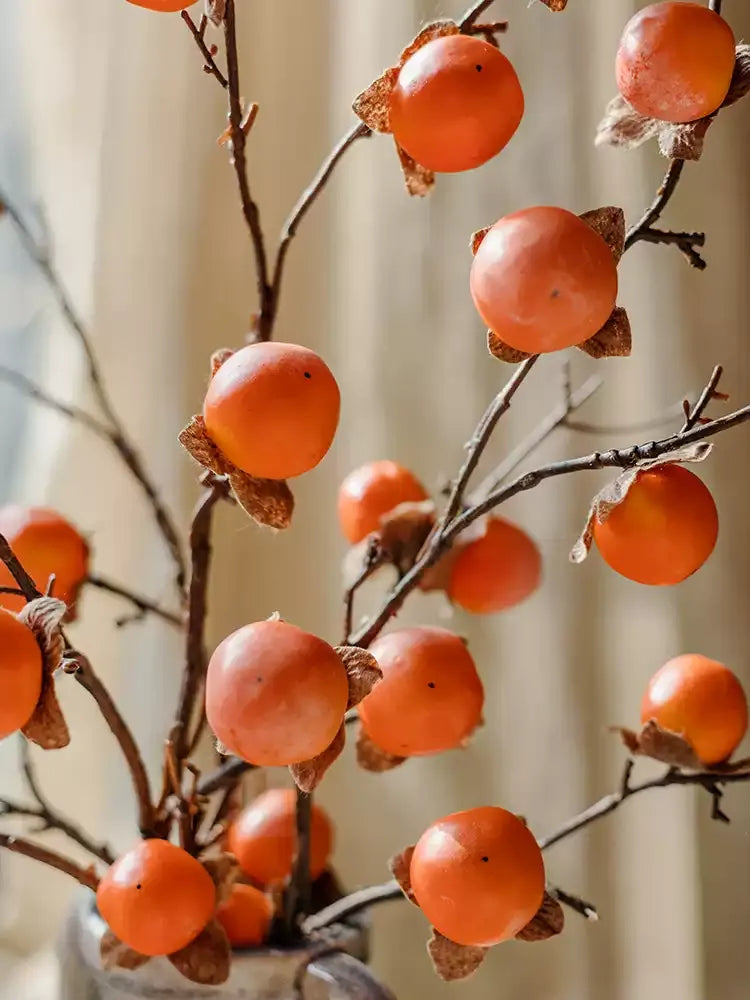 Artificial Autumn Persimmon Branch – 34.6"