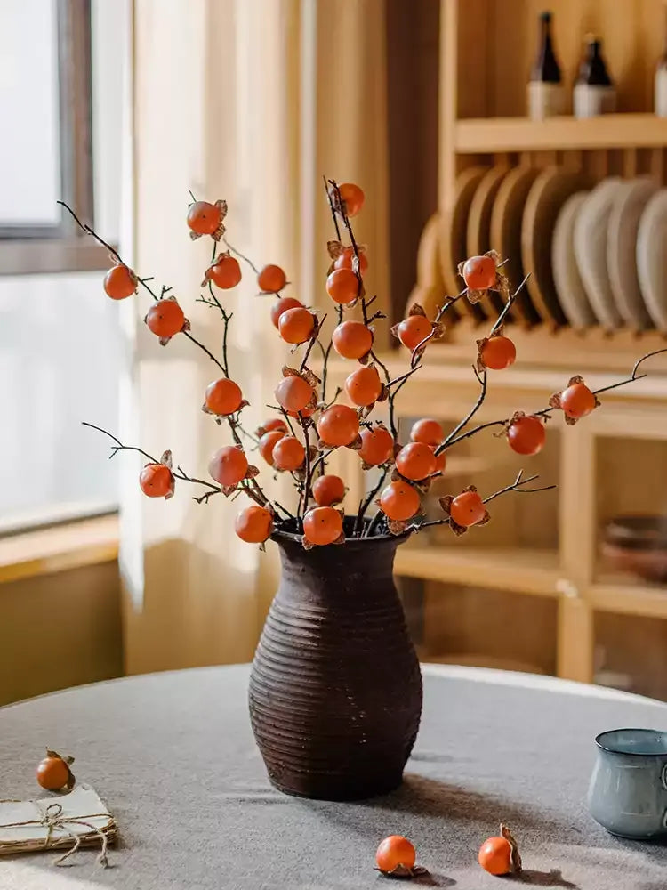 Artificial Autumn Persimmon Branch – 34.6"