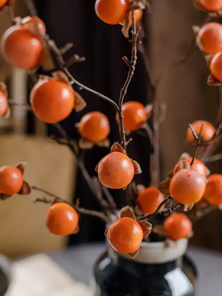 Artificial Autumn Persimmon Branch – 34.6"