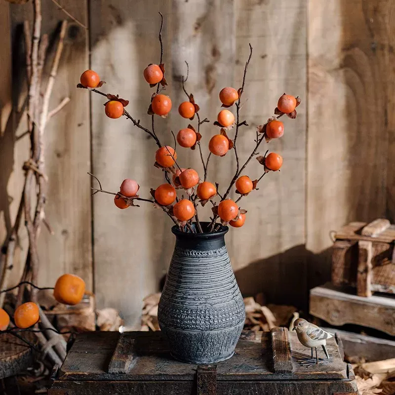 Artificial Autumn Persimmon Branch – 34.6"