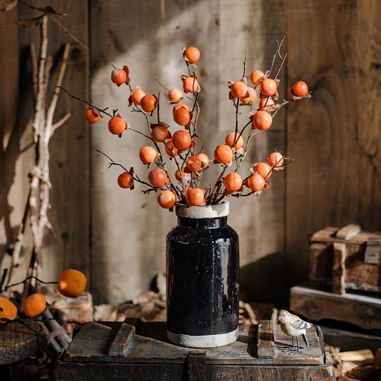 Artificial Autumn Persimmon Branch – 34.6"