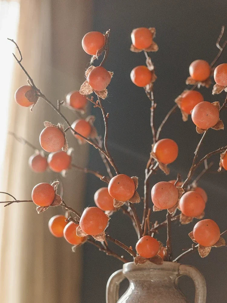 Artificial Autumn Persimmon Branch – 34.6"