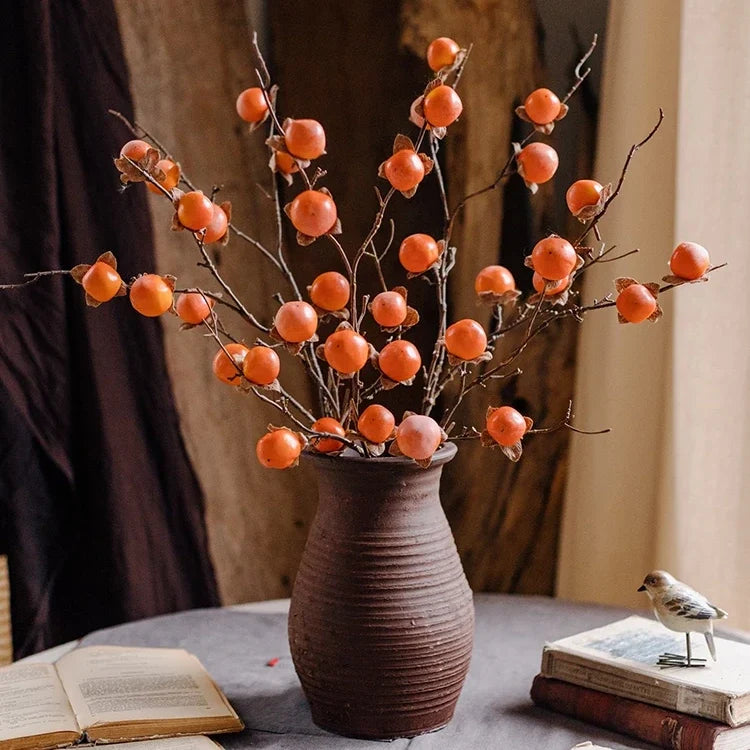 Artificial Autumn Persimmon Branch – 34.6"