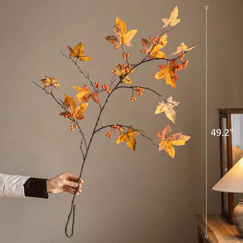 Artificial Autumn Maple Berry Branch 49.2" Tall
