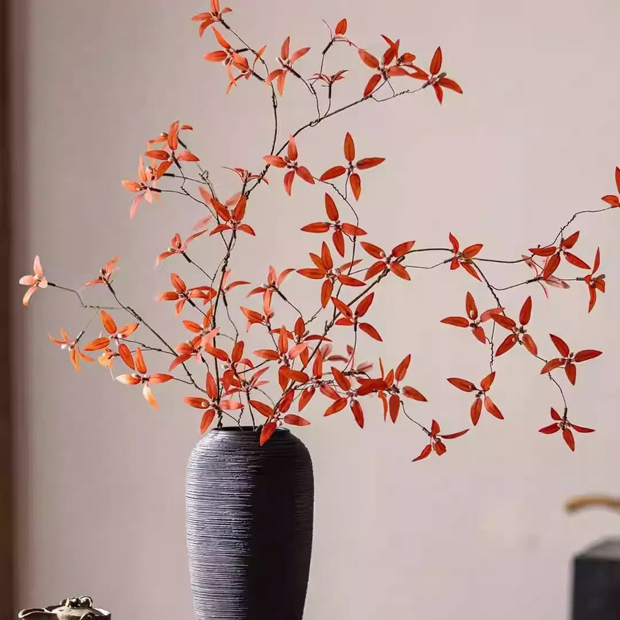 Artificial Autumn Pomegranate Leaf Stem