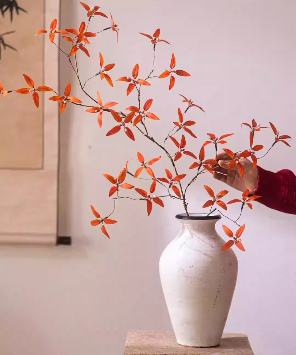 Artificial Autumn Pomegranate Leaf Stem