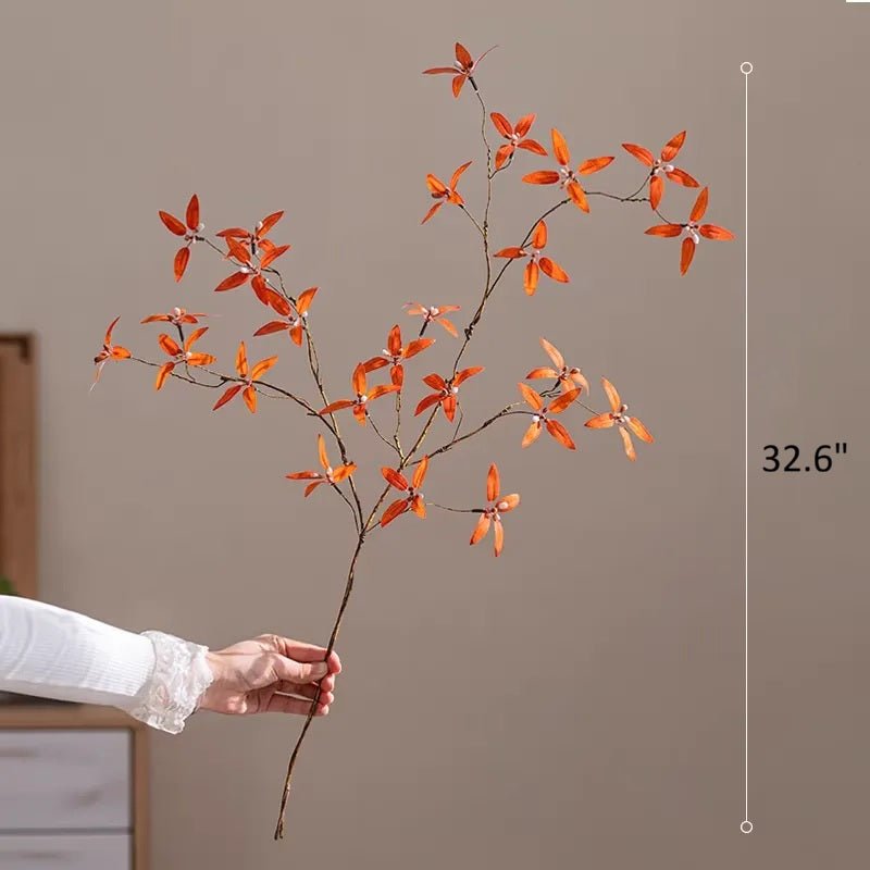 Artificial Autumn Pomegranate Leaf Stem