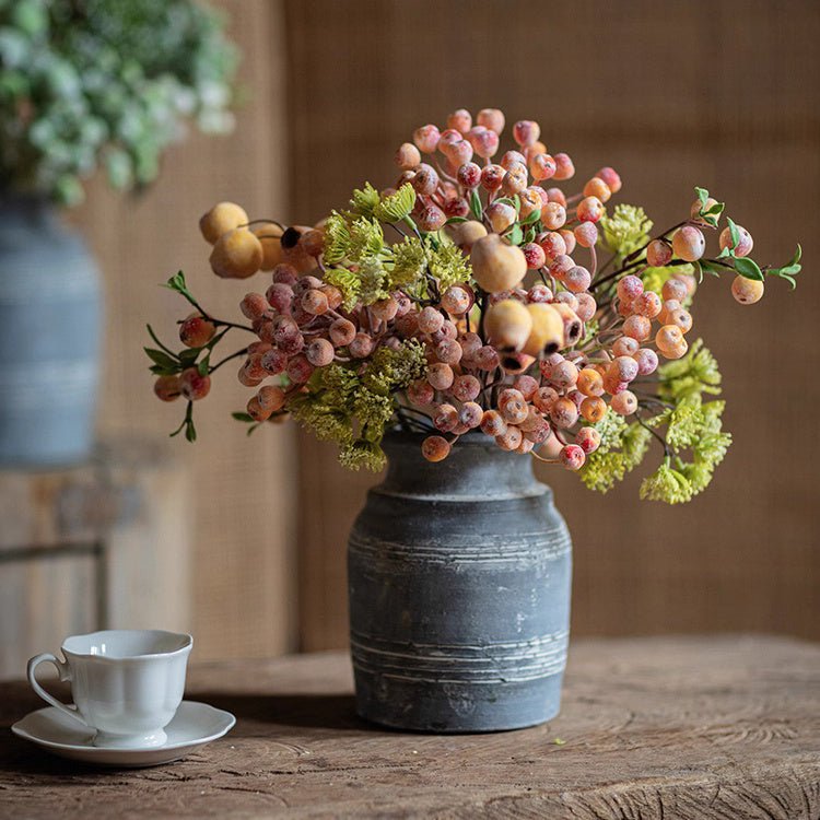 Artificial Blueberry & Greenery Bunch 13" Tall