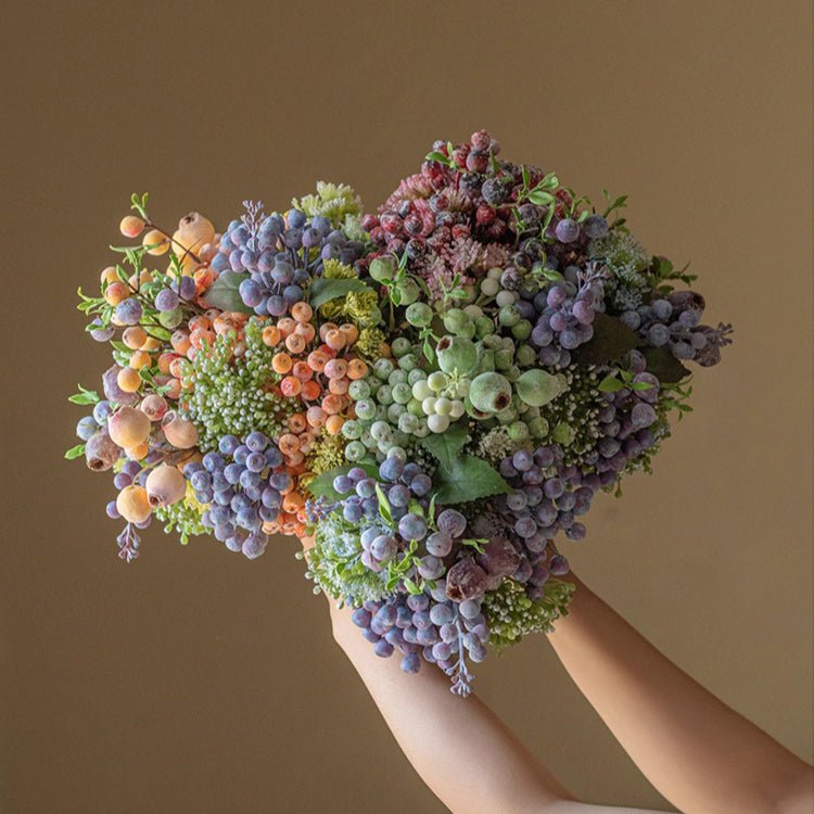 Artificial Blueberry & Greenery Bunch 13" Tall