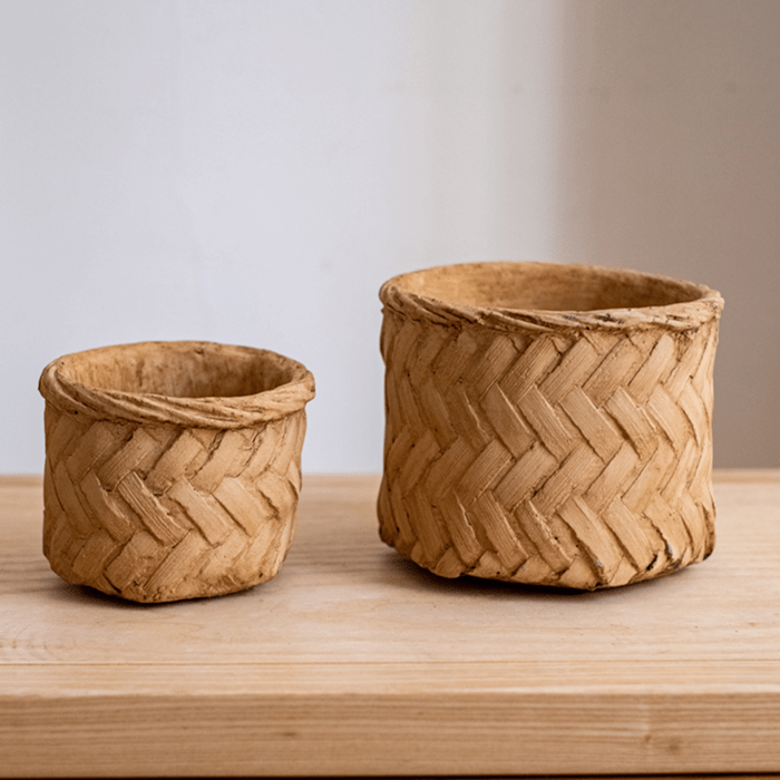 Bamboo-Look Cement Planter
