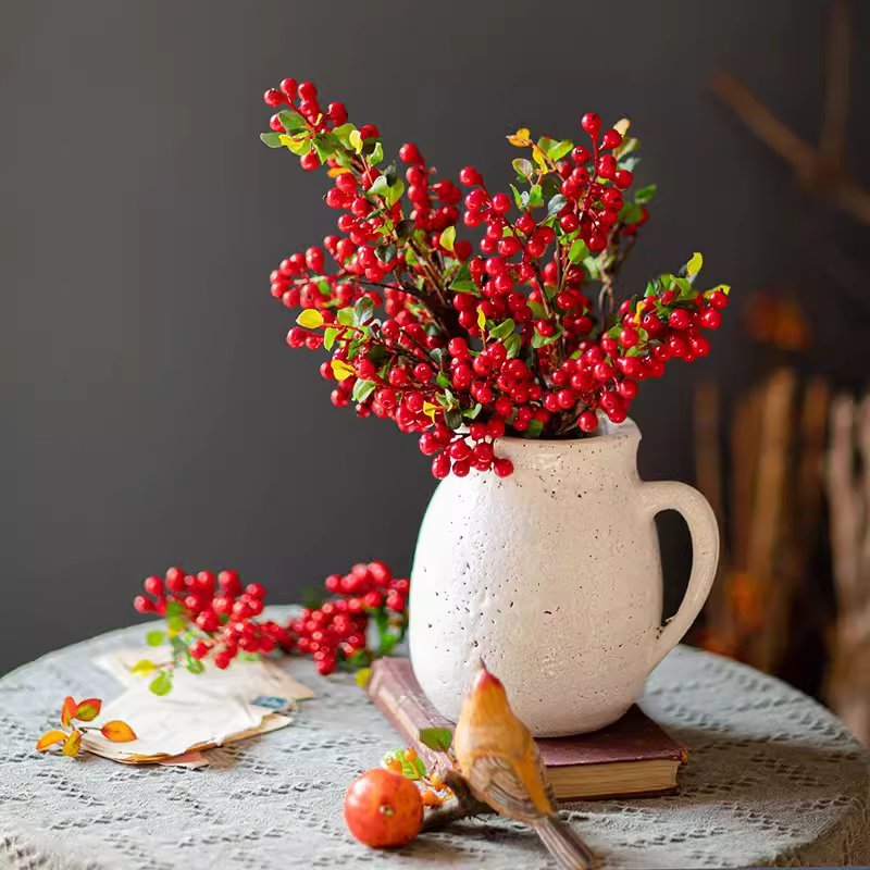Artificial Berry Stem in Red 17" Tall