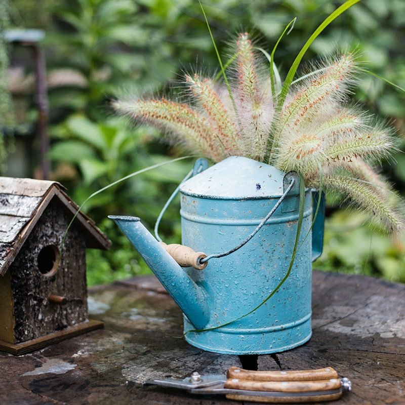 Rustic Blue Metal Watering Can