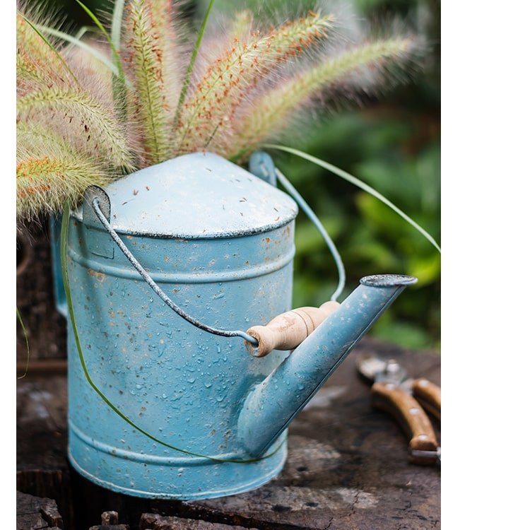 Rustic Blue Metal Watering Can