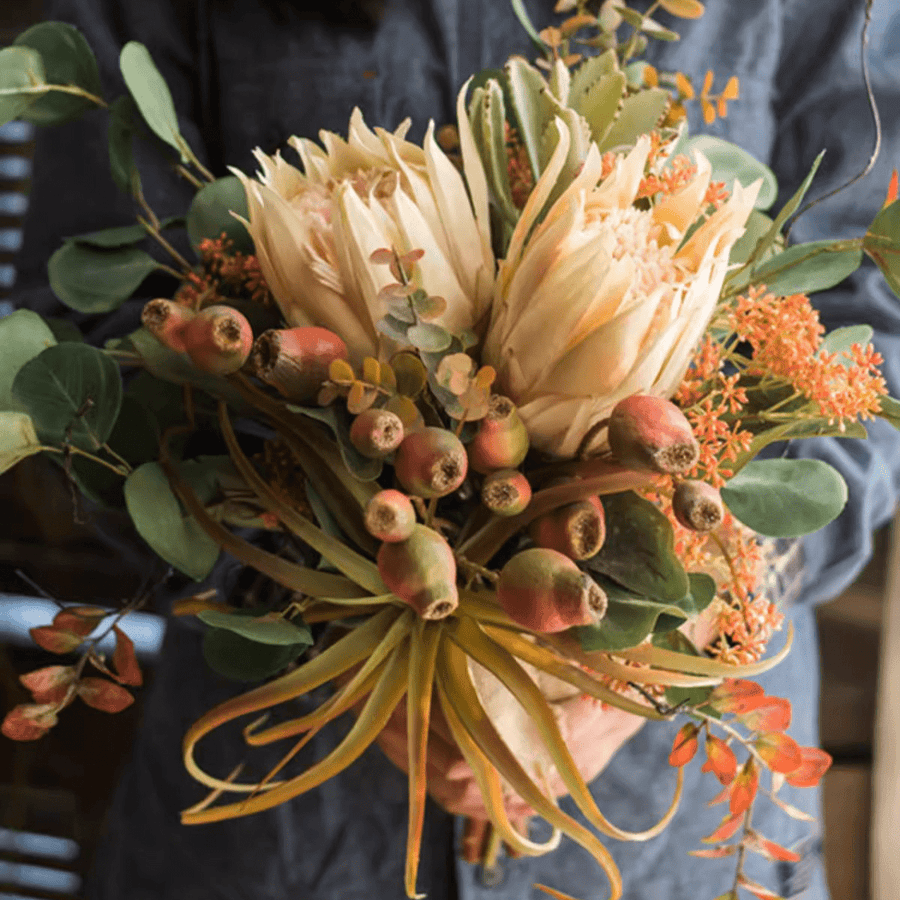 Mountain Oriole Autumn Art Artificial King Protea Bouquet