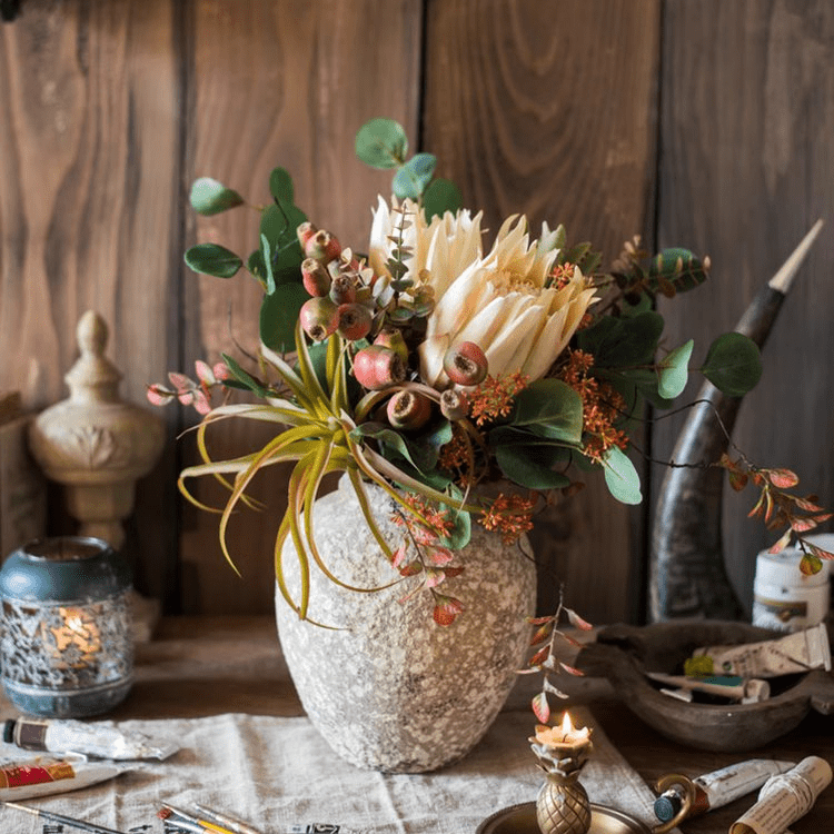 Mountain Oriole Autumn Art Artificial King Protea Bouquet