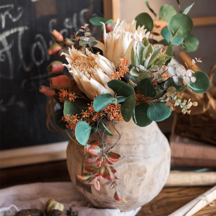 Mountain Oriole Autumn Art Artificial King Protea Bouquet