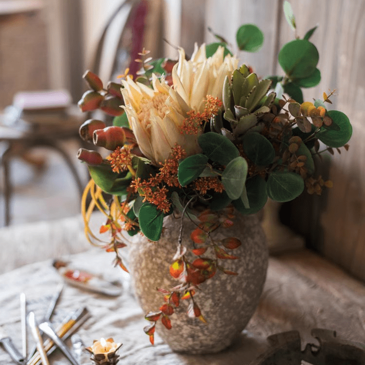 Mountain Oriole Autumn Art Artificial King Protea Bouquet