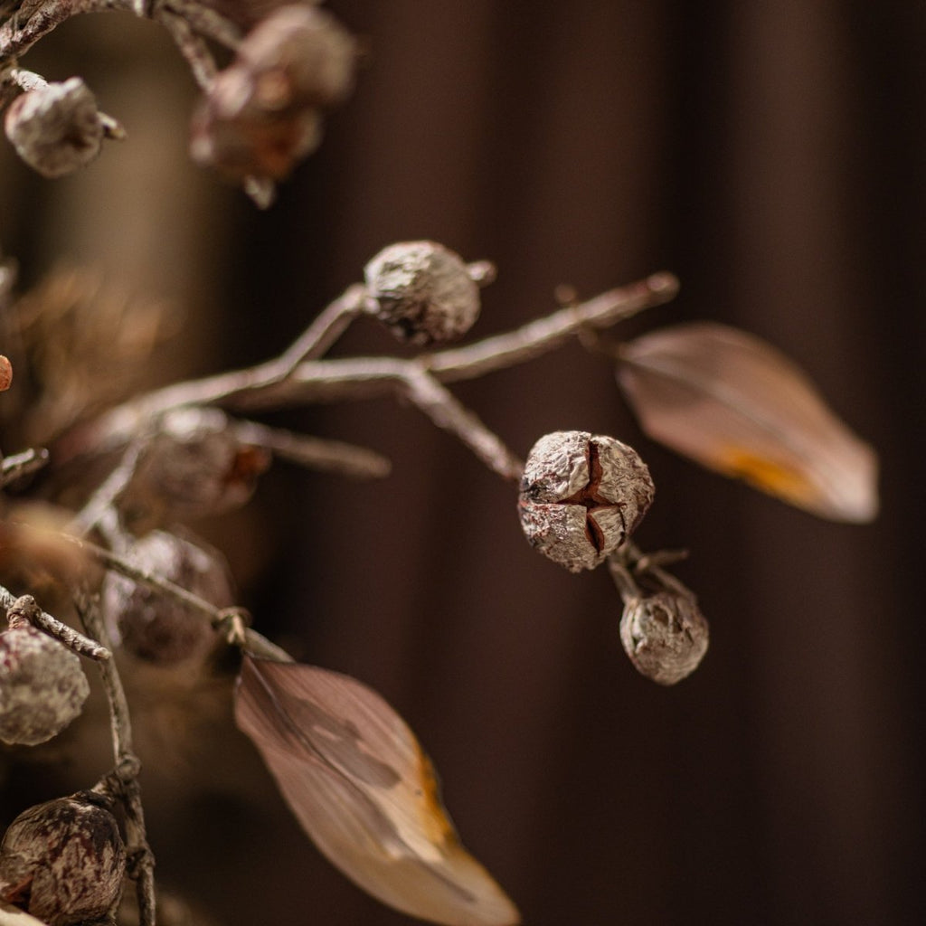 Artificial Brown Pod Branch with Leaves 43" Tall