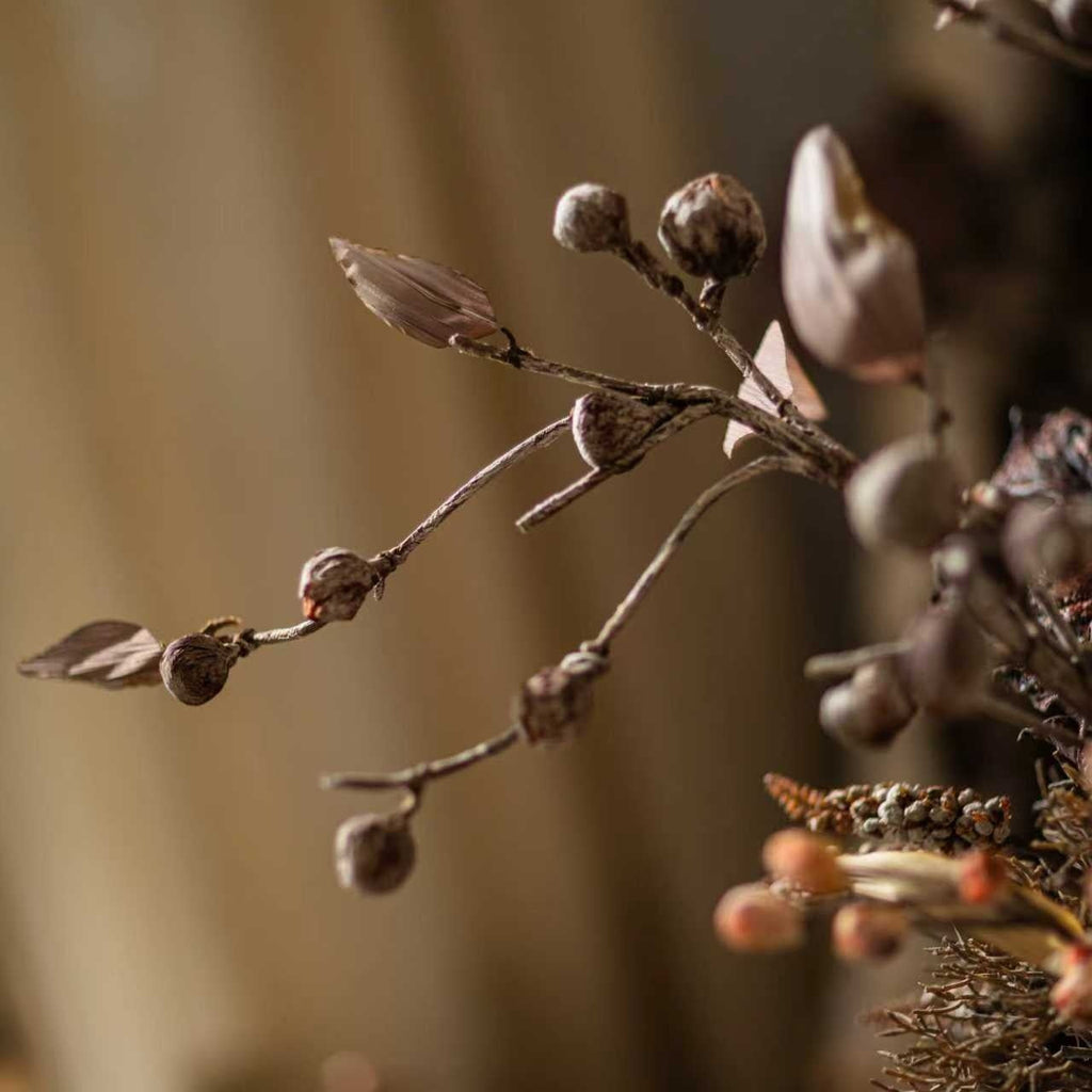 Artificial Brown Pod Branch with Leaves 43" Tall