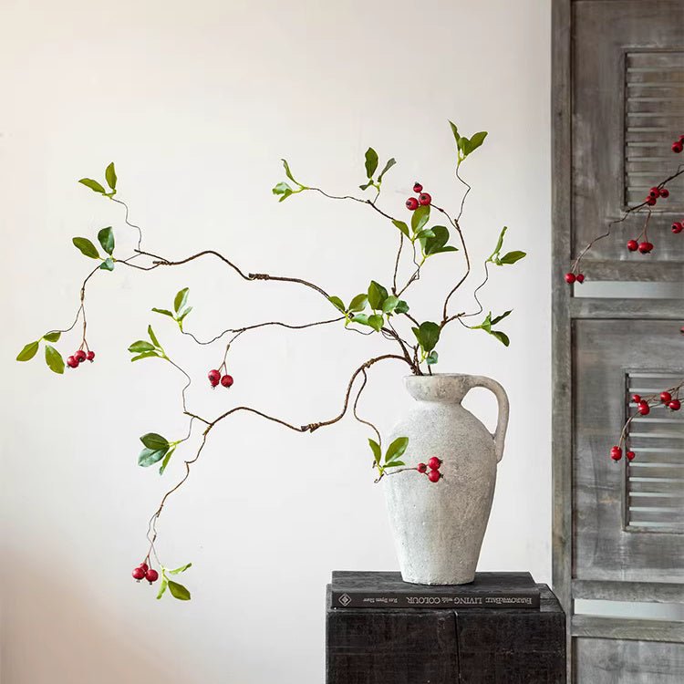 Artificial Berry Leaf Branch Stem 45.2" Tall