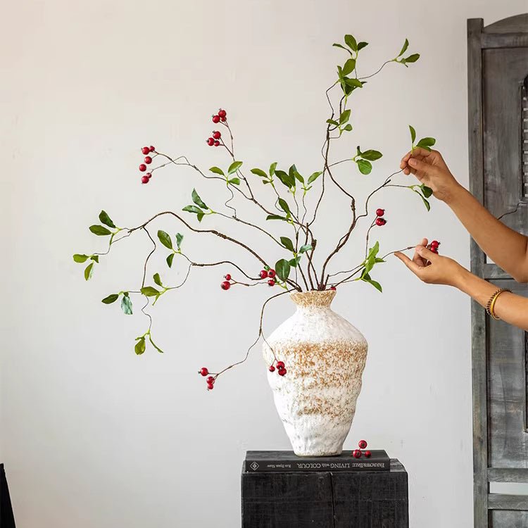 Artificial Berry Leaf Branch Stem 45.2" Tall