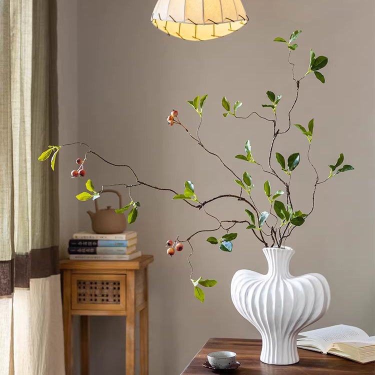 Artificial Berry Leaf Branch Stem 45.2" Tall