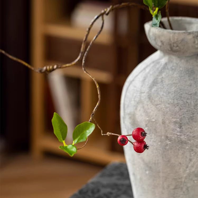 Artificial Berry Leaf Branch Stem 45.2" Tall