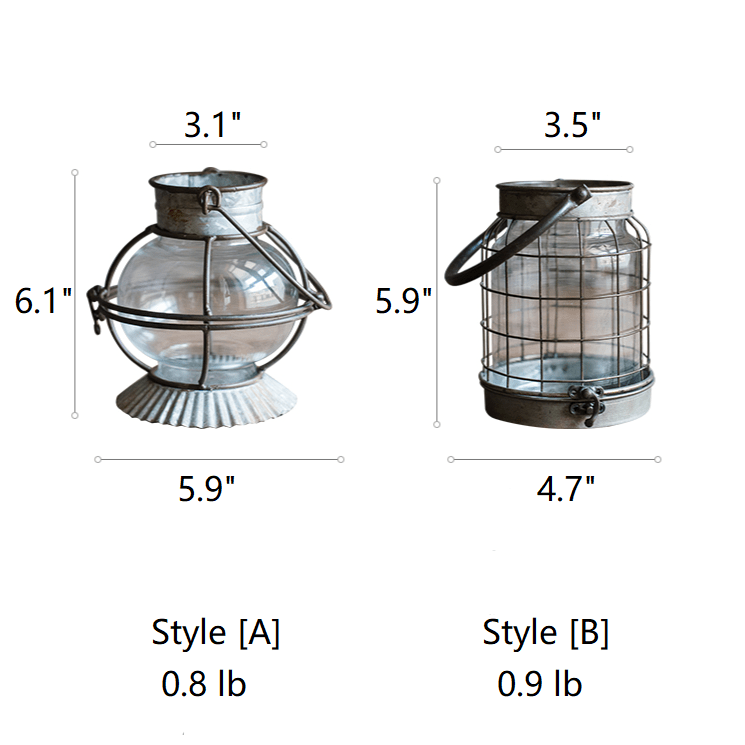 European Restoration Glass and Metal Candle Lantern
