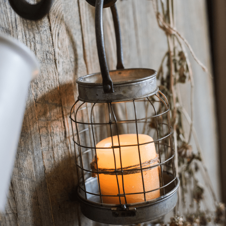 European Restoration Glass and Metal Candle Lantern