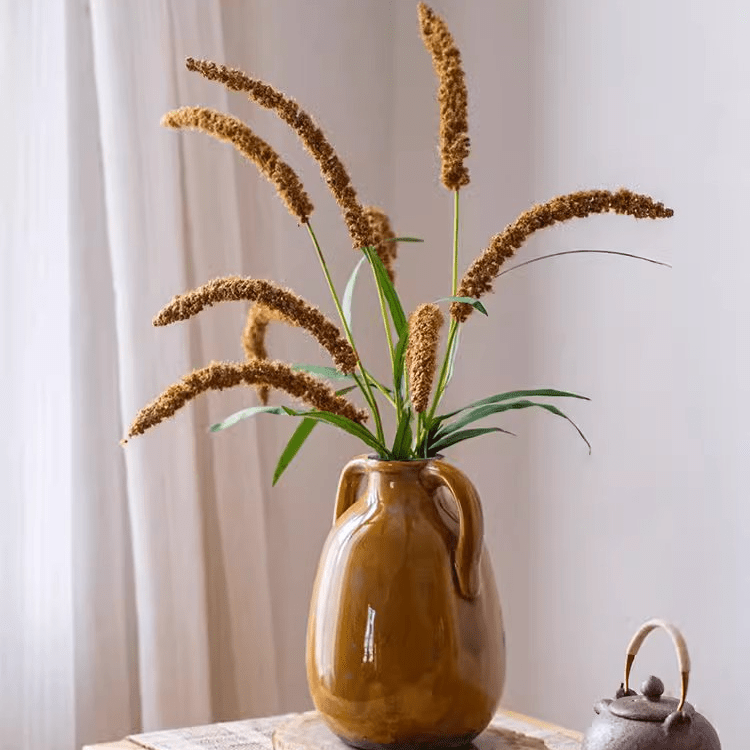 Artificial Three-Headed Dogtail Grass Stem 39" Tall