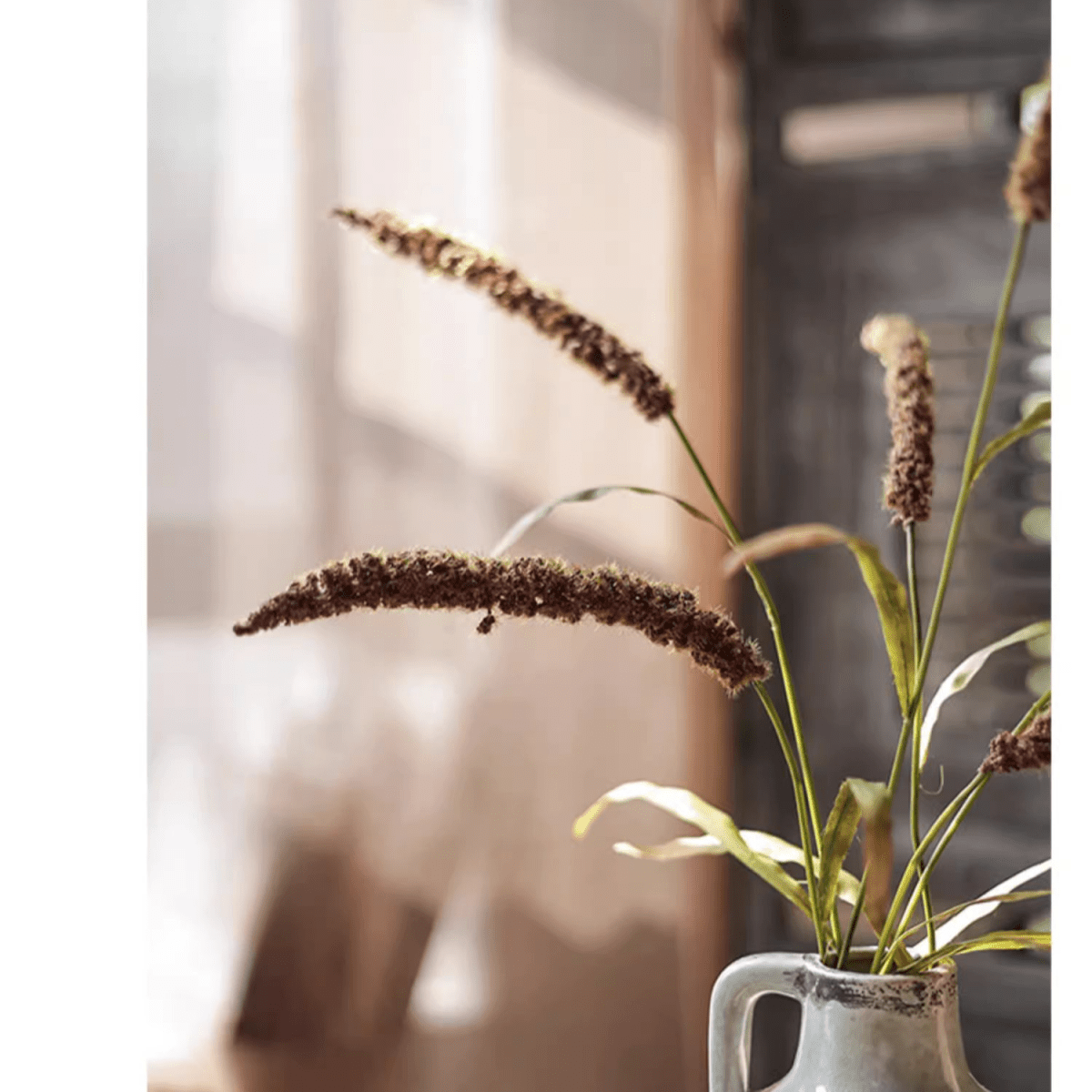 Artificial Three-Headed Dogtail Grass Stem 39" Tall