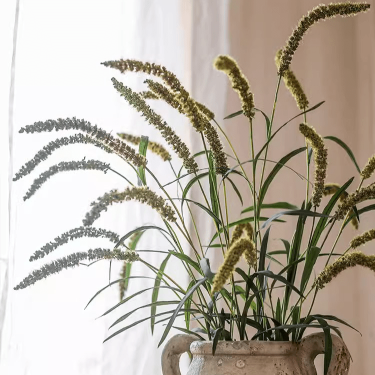 Artificial Three-Headed Dogtail Grass Stem 39" Tall