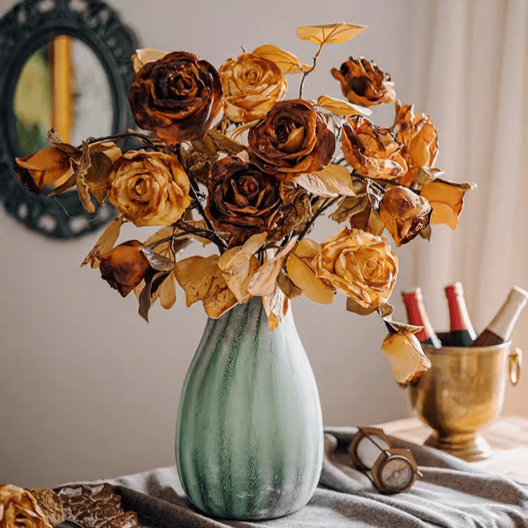 Artificial French Dried Look Rose Stem 26" Tall