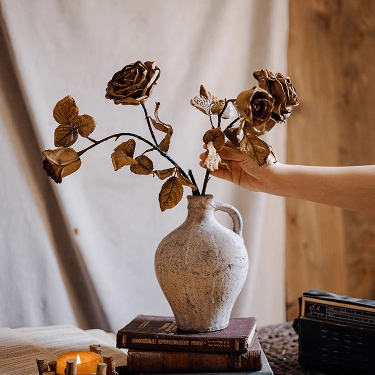 Artificial French Dried Look Rose Stem 26" Tall