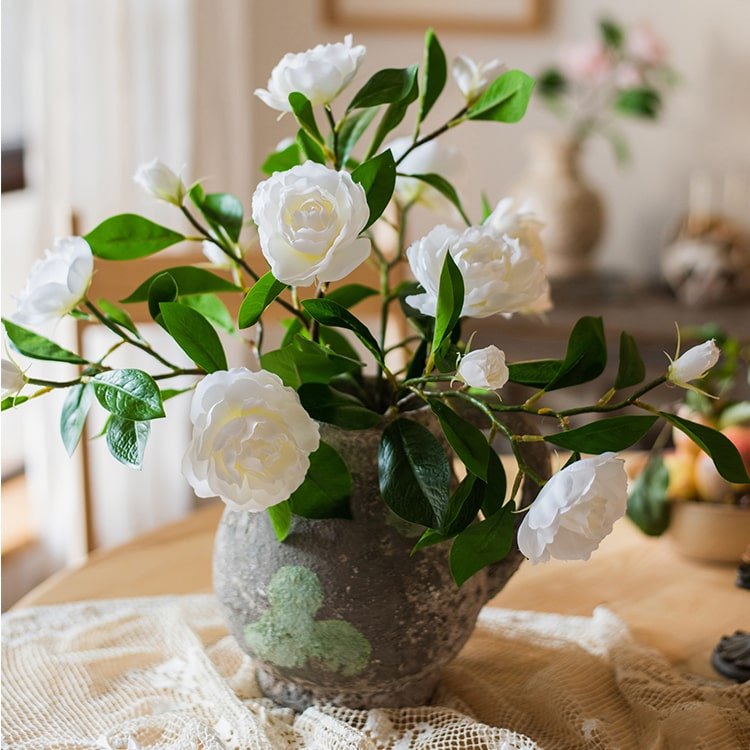 Artificial Silk-Look Gardenia Flower Stem 22" Tall