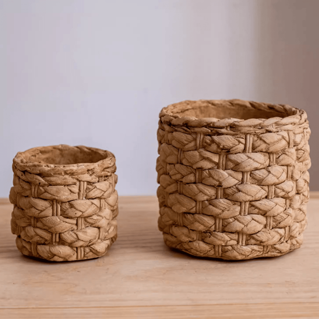 Grass-Weave-Look Cement Planter