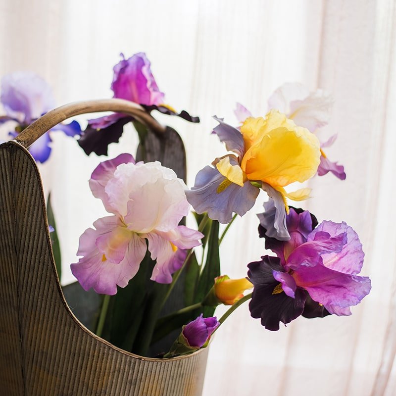 Artificial Silk Iris Flower Stem 31.5" Tall