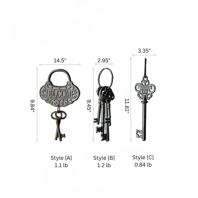 Farmhouse Vintage Cast Iron Key Wall Accent
