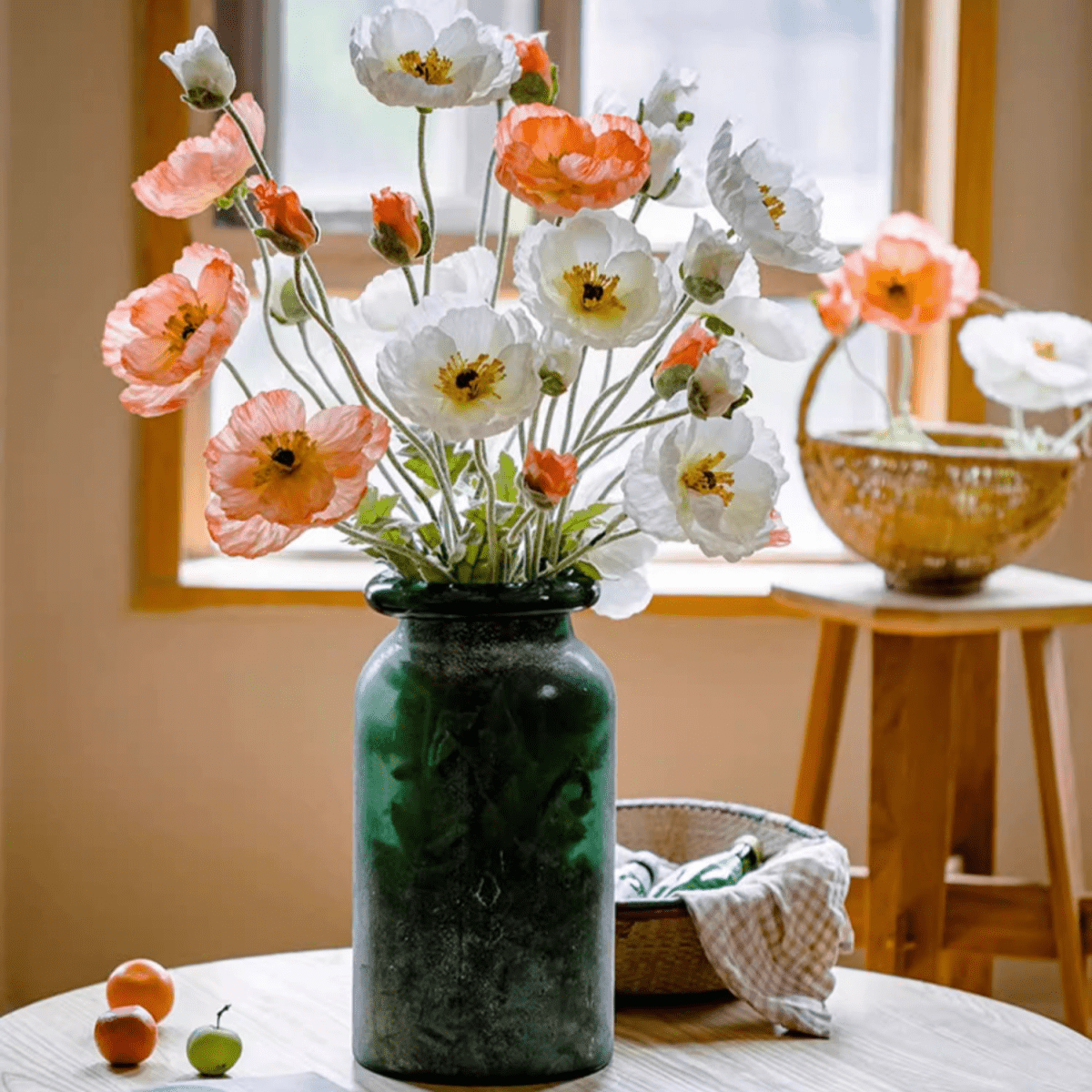 Artificial Large Silk Poppy Flower Stem 41" Tall