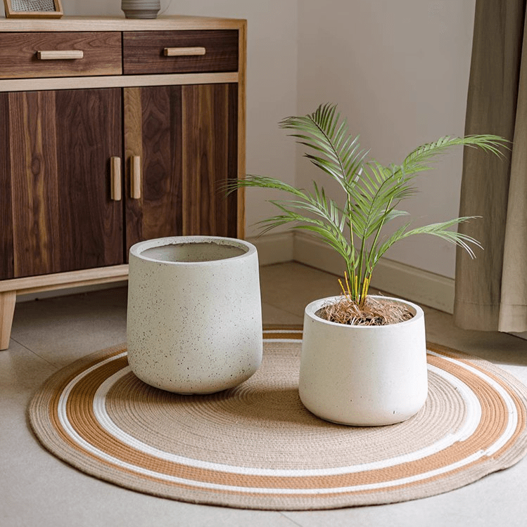 Modern Round White Planter