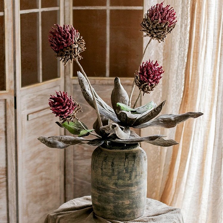 Artificial Mulan Thistle Flower Stem 43" Tall
