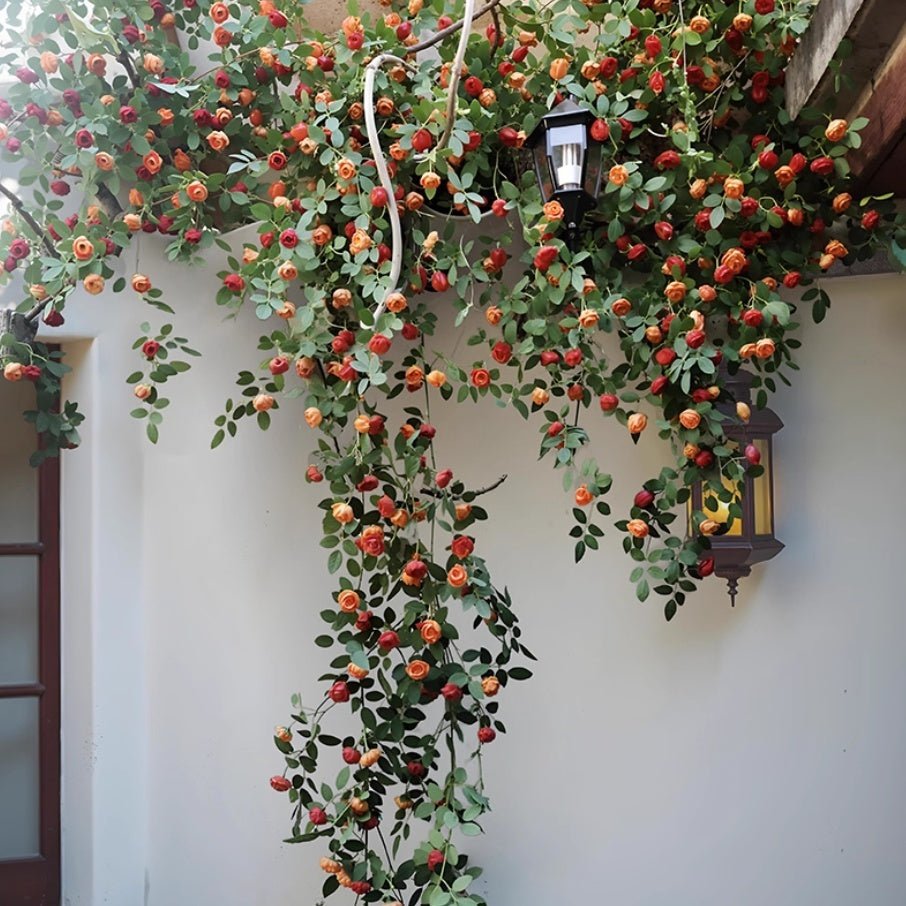 Artificial Orange Rose Climbing Vine for Walls and Trellises