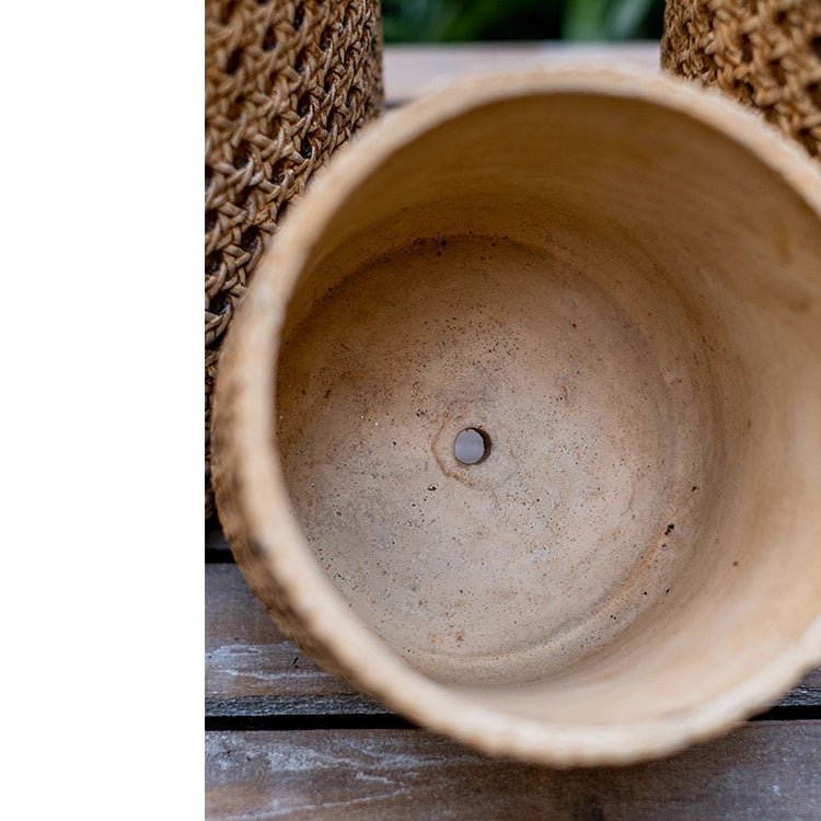 Rattan-Texture Cement Planter