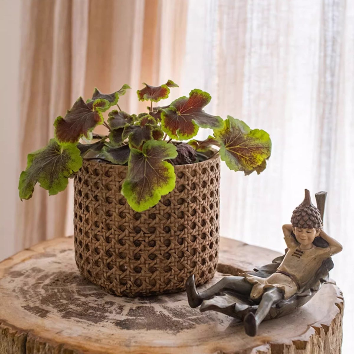 Rattan-Texture Cement Planter