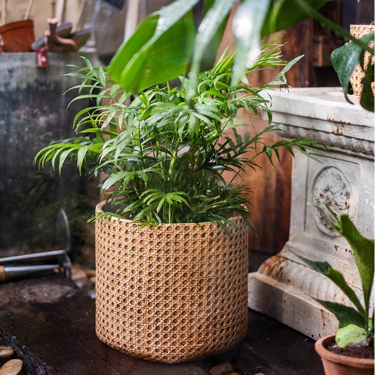 Rattan-Texture Cement Planter